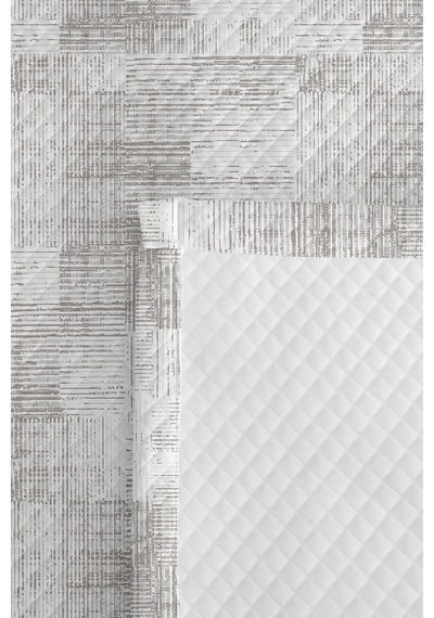 Gri Geometrik Modern Tek Kişilik Pike Takımı - Beyaz Çizgili Minimal 160x220 Cm Yazlık Yatak Örtüsü Şeffaf