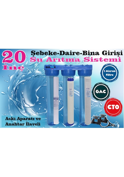 20 İnç Bina - Daire- Şebeke Girişi Su Arıtma Filtre Seti En İyi