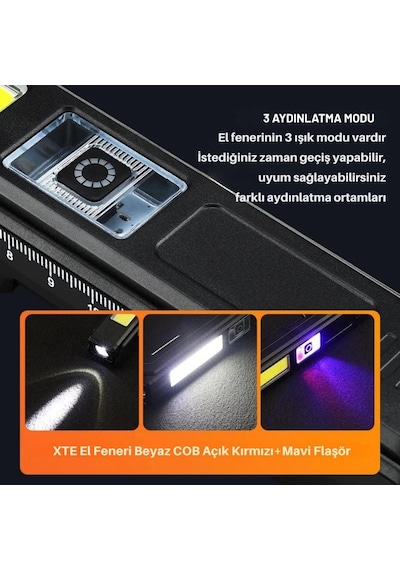 Powerdex Pd-9999 Mıknatıslı Tamirci El Feneri Siyah