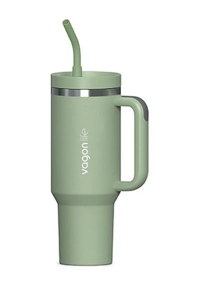 Tumbler Quencher Cup 1200 Ml Pipetli Rahat İçim Kulplu Sus304 Paslanmaz Çelik 1.2l Termos 1103-1200ml Yeşil Diğer