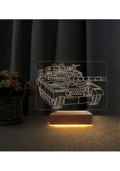 Tank Tasarımlı 3d Led Masa Lambası Doğum Günü