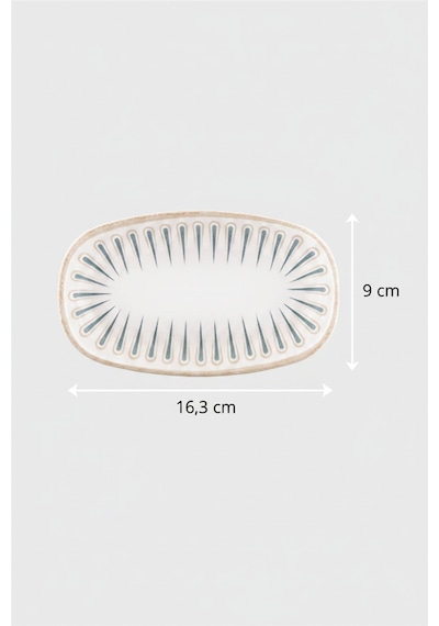 12'li Valencia Oval Kayık Tabak 16cm Dijital Sierra Rinart Krem