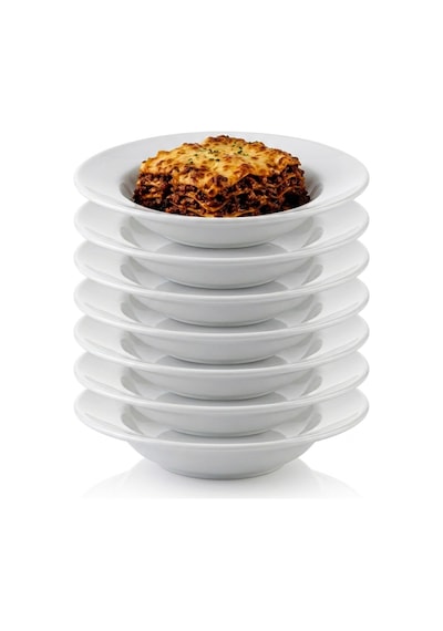 Termogold 6 Adet Melamin Derin Makarna Ve Spagetti Salata Tabağı Seti - 25 Cm Şef Tabağı - Beyaz Beyaz