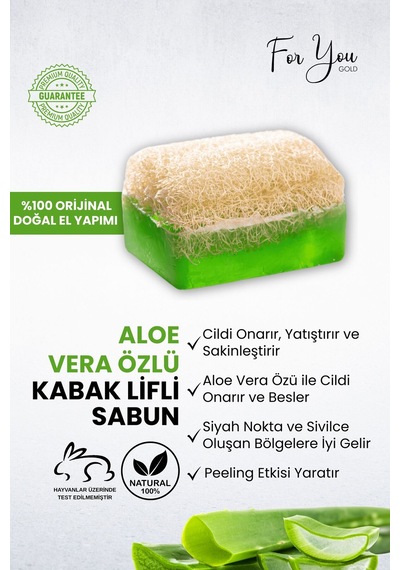 Kabak Lifli Aloe Vera Özlü El Yapımı Sabun Kabak Lifi - Lavanta