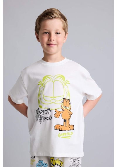 Defacto Garfıeld Lisanslı Regular Fıt 2li Beyaz Pijama Takımı Erkek Çocuk H8146a826hswt34 Beyaz-wt34