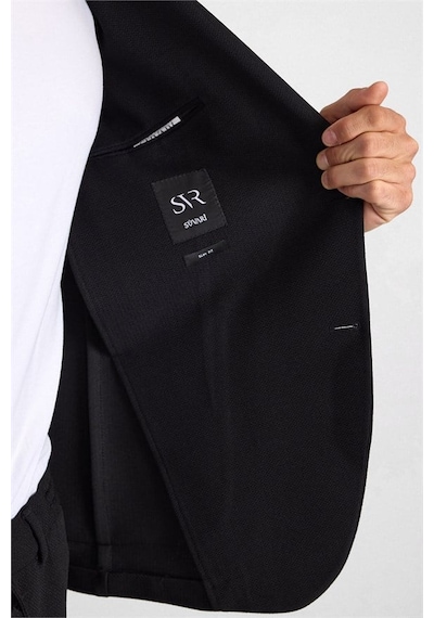 Süvari Siyah Slim Mono Yaka Düz Torba Cep 6 Drop Takım Elbise Stk1006900007-s09