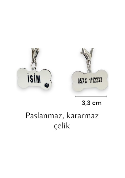 Caramelos Çelik Metal Köpek Künyesi Gümüş Rengi-tek Ebat Diğer