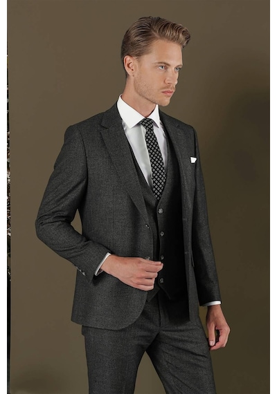Efor Tk 876 Slim Fit Antrasit Klasik Takım Elbise Antrasit