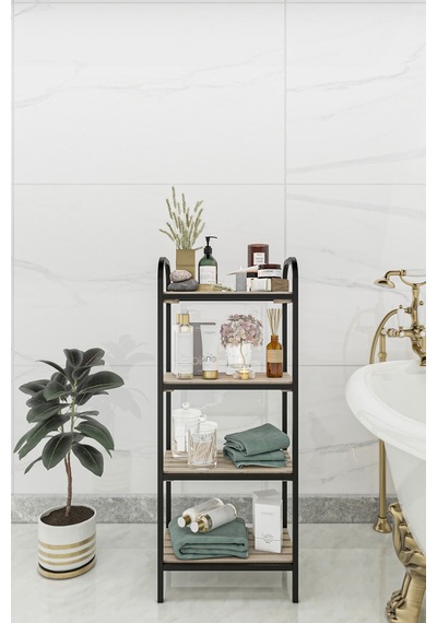 Bino Banyo Düzenleyici 4 Raflı Banyo Dolabı Açık Kahverengi Bino Banyo Düzenleyici 4 Raflı Banyo Dolabı Açık Kahverengi