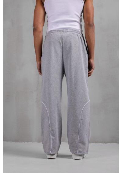 Dark Moda Erkek Oval Şeritli Baggy Eşofman Gri