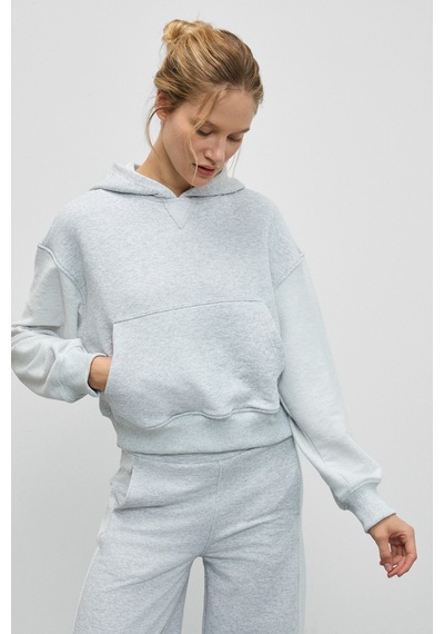 ETHIQUET TANSY Kadın Kolları Kumaşın Tersinden Yapılmış Kapüşonlu Relaxed Fit Grimelanj Sweatshirt