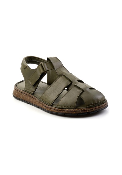 Haki Hakiki Deri Erkek Sandalet E05433011043