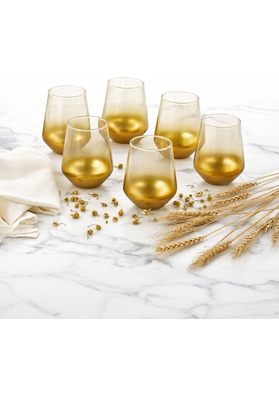 Safir 6'lı Meşrubat Bardağı 425 Ml Gold