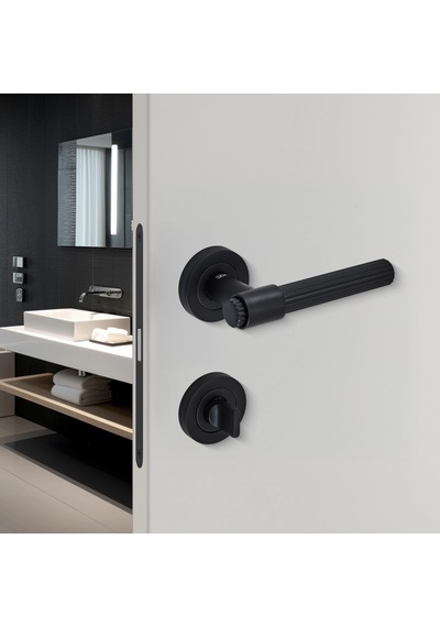 Sese Bade Modeli Yuvarlak Rozetli Wc Kapı Kolu Siyah 200-209r-02-02