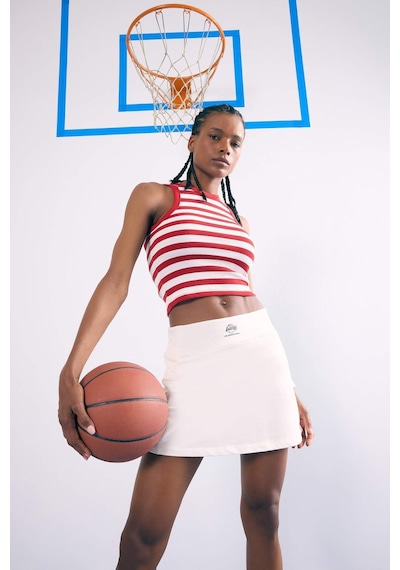 DeFactoFit NBA Los Angeles Lakers İçi Taytlı Mini Etek E2785AX25SMER105 Ekru