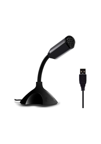 Masaüstü, Laptop Ve Notebook Bilgisayarlar İçin Tak Çalıştır Usb Girişli 13cm Masaüstü Mini Mikrofon Siyah - M308