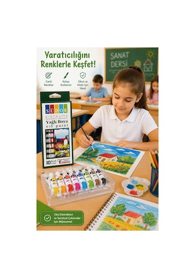 Yağlı Boya 10 Renk 9 Ml 1 Paket Südor Yağlı Boya Seti 10 Lu Ahşap Tuval Taş Ağaç Boyamalar İçin İdea Boyama Seti Çok Renkli