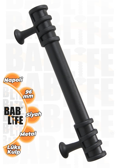 Napoli 96mm Mat Siyah Metal Lüks Çekmece Dolap Mobilya Kulpları Tüm Renk Seçenekleriyle Siyah