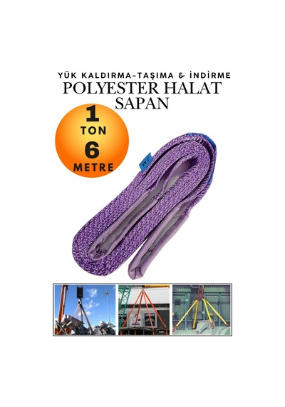 1 Ton 6 Metre Kahve Polyester Sapan - Yüksek Mukavemetli Yük Kaldırma Ve Taşıma Spanzeti - Endüstriyel Sınıf, Güvenli Bağlama Ve Sabitleme Halatı Ağır Yük Taşıma, İndirme ,sabitleme Halatı