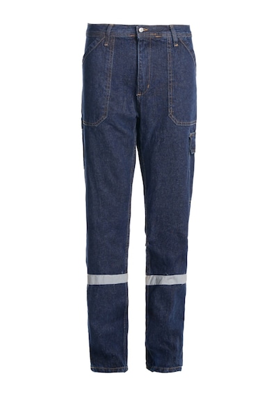 Kot Denim Reflektörlü,kaynak İşleri İçin,dayanıklı,ağır Bakım,inşaat Ve İş Pantolon Lacivert