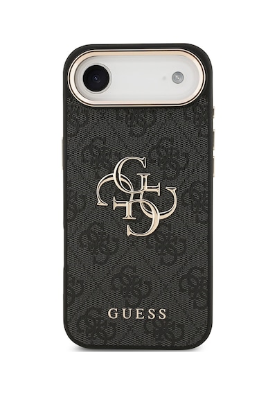 Apple Uyumlu iPhone 17 Air Kılıf Guess Lisanslı Gold Metal Kamera Çerçeve Metal Büyük 4g Yazı Logolu Kapak Siyah