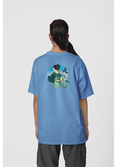 Geyşa Koi Ön-arka Baskılı %100 Pamuk Beyaz Kadın/erkek Unisex Rahat Kalıp Oversize T-shirt Mavi Geyşa Koi Ön-arka Baskılı %100 Pamuk Beyaz Kadın/erkek Unisex Rahat Kalıp Oversize T-shirt Mavi