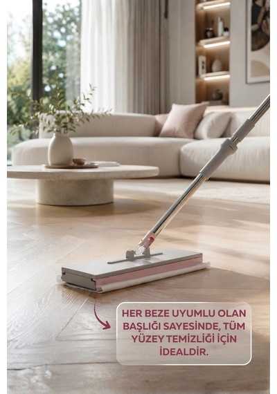 Click Mop Geniş Başlıklı Pratik Yer Temizlik Mopu - Bez Uyumlu - 32 Cm