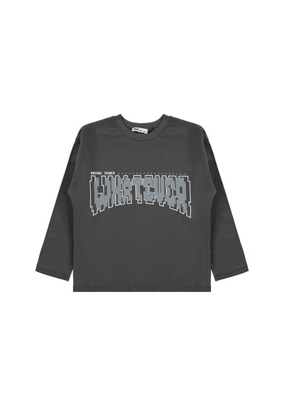 Civil Boys Whatever Baskılı 6-9 Yaş Sweatshirt - Gri Antrasit