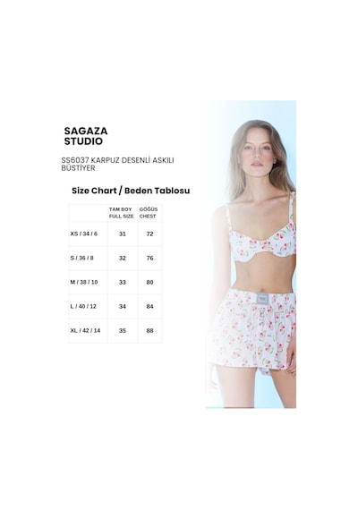 Sagaza Studio Ss6037 Karpuz Desenli Büstiyer Cok Renklı