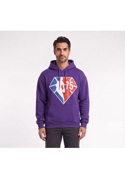 Blow Up Renkli 75 Baskılı Kapüşonlu Mor Erkek Sweatshirt 12454 Siyah