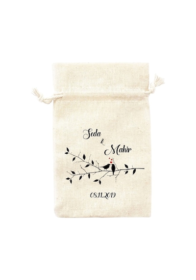 Nikah Şekeri Lavanta Kesesi İsim Baskılı Nişan Hediyelik BK-111