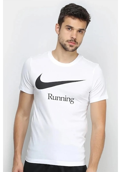 Nike Running Dri Fit Mens T-shirts Erkek Koşu Tişört Beyaz Beyaz