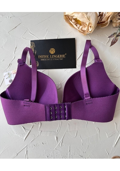 Angelina Push-up Balensiz Dikişsiz V Yaka İthal Kaliteli Düz Renk Mor