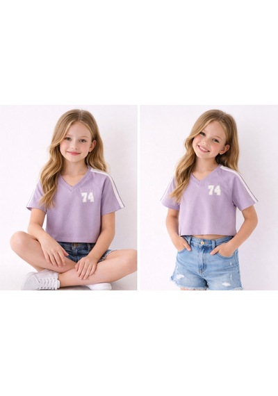 Sisley Kız Çocuk Lila Tshirt
