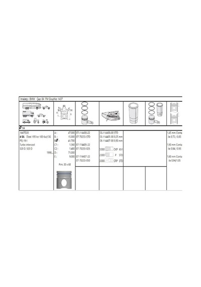 GOETZE ISS 87-70233-STD Piston 84.00Mm E39 E60 E46 E90 318D 320D 520D E83 E87 118D 120D X3 2.0D 98- M47D20