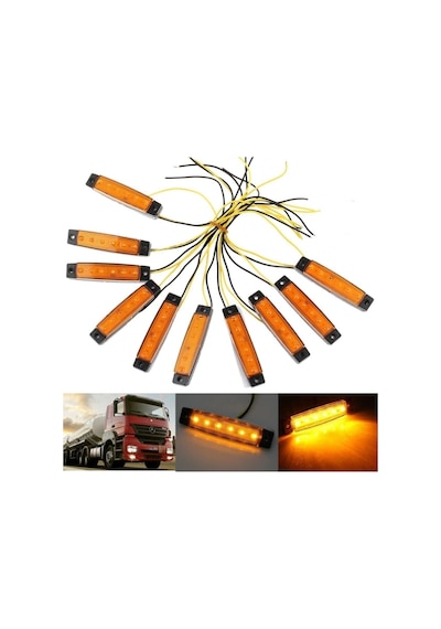 Ahmet Otomotiv Dorse Parmak Lamba 12 -24 Volt 6 Ledli Sarı Renk 10 Adet Parmak Led Dorse Kamyon Led Lamba Turuncu