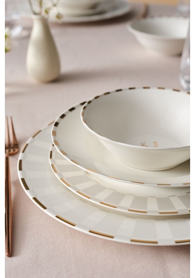 Karaca  Elegance Bone Aries Metalic 24 Parça 6 Kişilik Yemek Takımı