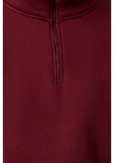 Ersefa Fitted Fermuarlı Yaka Crop Rahat Kesim Crop Basic Fermuarlı Kalın Bordo