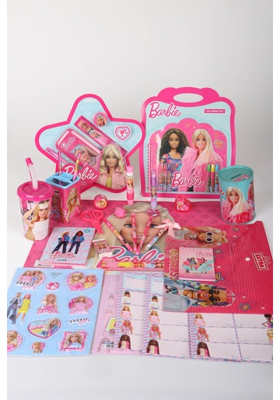 X Dekomus Lisanslı Barbie 36 Parça Hobi & Kırtasiye Seti Cetvel,makas,geçmeli Kalem,boyama Seti Diğer