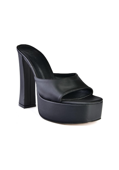 Fox Shoes P404560604 Siyah Kumaş Platform Topuklu Kadın Terlik