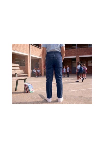 Erdem Kıds Unisex Erkek Kız Çocuk Ribana Bel Lastikli Boru Paça Kanvas-keten Keten Lacivert Okul Pantolonu Lacivert Lacivert