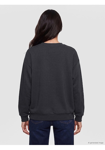 LC Waikiki Lc Waıkıkı Antrasit Stitch Baskılı Oversize Kadın Sweatshirt