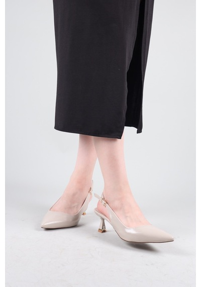 Birikon Sahel Verev Alçak Topuklu Stiletto Ten-8982