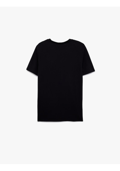 Koton Bisiklet Yaka Viskon Karışımlı Kısa Kollu Basic Slim Fit Tişört Lacivert 6sam10285mk