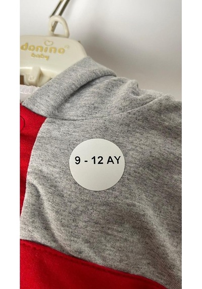 9-12 Ay Yazılı Beden Etiketi Yuvarlak Yapışkanlı 3x3 Cm 150 Adet