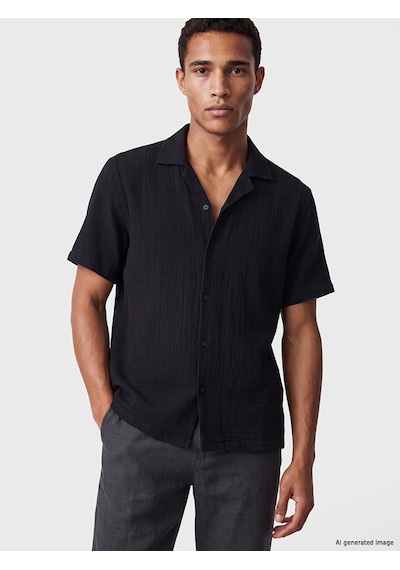 Lcw Vision Siyah Regular Fit Müslin Erkek Gömlek
