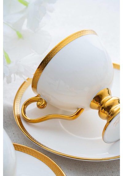 Acar Thelma Gold 6 Kişilik Kahve Fincanı Takımı - 100 Ml Beyaz