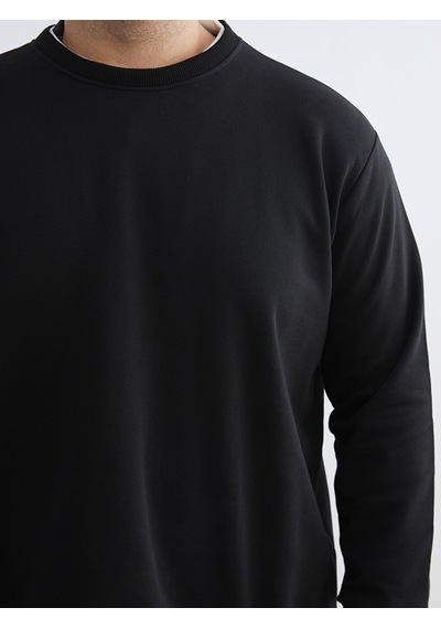 Lcw Vision Siyah Bisiklet Yaka Erkek Kalın Sweatshirt