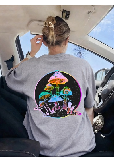 Noıssey Urban Pop Graphic Kadın Tişört Koleksiyonukod 5563 Gri