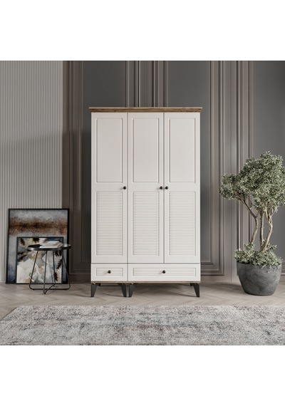 Beenal Nisa 3 Kapaklı Gardırop Dolap 120cm Atlantik Çam-Aytaşı
